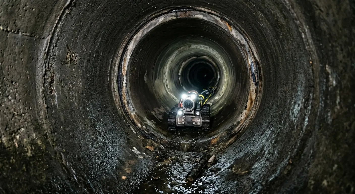 Robotic sewer camera inspecting pipe interior for Sewer Line Cleaning in Alderwood Manor